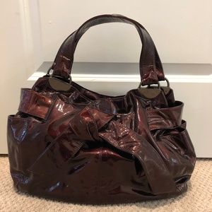 Bordeaux Burgundy Patent Leather Handbag for fall